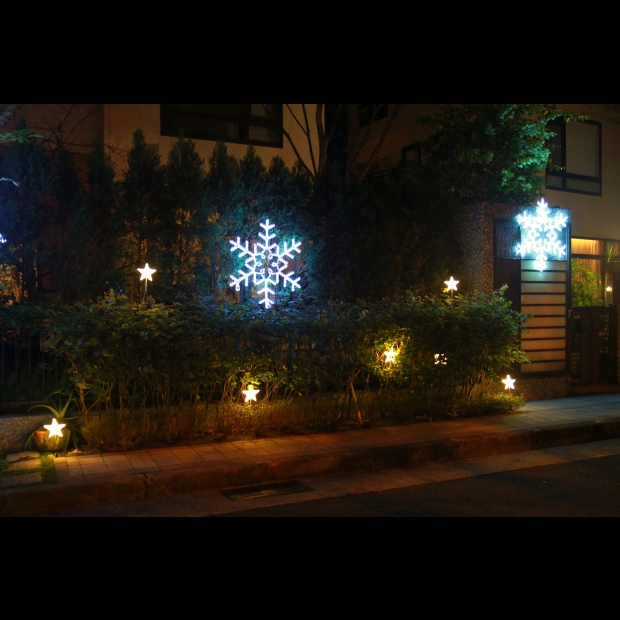 聖誕燈 雪花插土燈實景圖