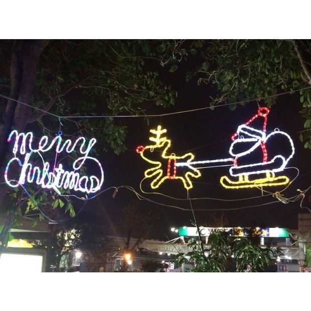 聖誕燈 麋鹿拉老公公造型實景圖