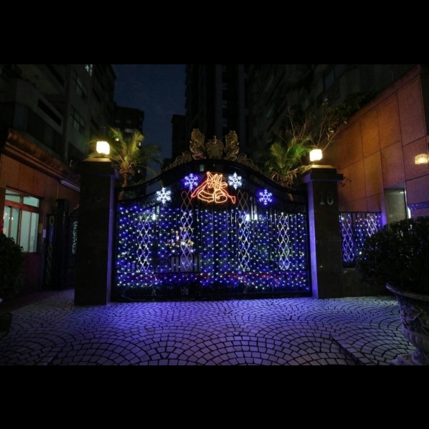 聖誕燈 冰燈造型 藍白四雪花實景圖