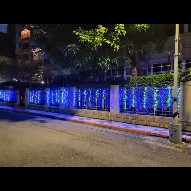 聖誕燈 藍白窗簾燈實景圖