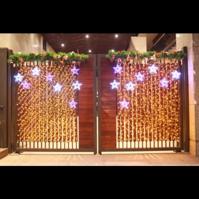 聖誕燈 冰燈造型 藍白六星星實景圖