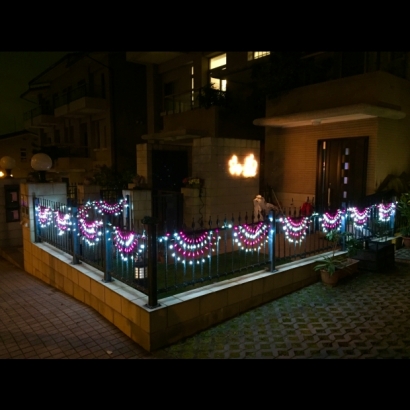 聖誕燈 布幕燈 粉白實景圖