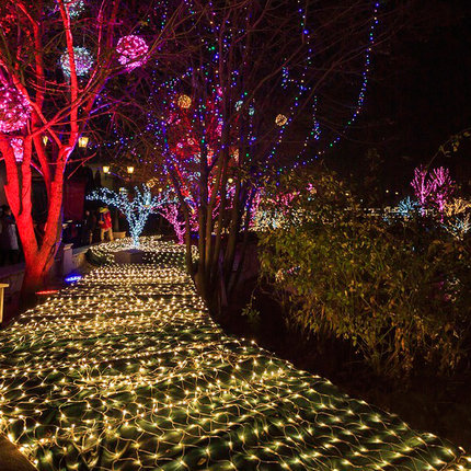 聖誕燈暖白網燈實景圖 聖誕燈暖白網燈實景圖